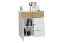 Kommode >BELM 1< in Brillantweiß-Artisan Eiche - 109x115x42cm (BxHxT)