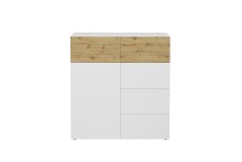 Kommode >BELM 1< in Brillantweiß-Artisan Eiche - 109x115x42cm (BxHxT)
