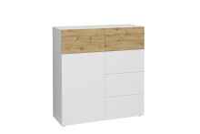 Kommode >BELM 1< in Brillantweiß-Artisan Eiche - 109x115x42cm (BxHxT)
