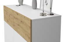 Kommode >BELM 1< in Brillantweiß-Artisan Eiche - 109x115x42cm (BxHxT)