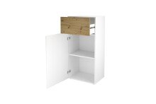 Kommode >BELM 2< in Brillantweiß-Artisan Eiche - 55x115x42cm (BxHxT)