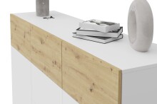 Kommode >BELM 4< in Brillantweiß-Artisan Eiche - 163x115x42cm (BxHxT)