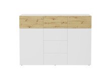 Kommode >BELM 4< in Brillantweiß-Artisan Eiche - 163x115x42cm (BxHxT)