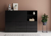 Kommode >DARK 2< in schwarz - 99,1x101,2x31,5cm (BxHxT)