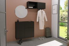 Wandgarderobe >DARK 8< in schwarz - 99,1x33x27,2cm (BxHxT)