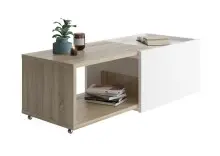 Couchtisch >SLIDE 1< in weiß-Eiche Dekor -...