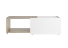 Couchtisch >SLIDE 1< in weiß-Eiche Dekor - 74,5x38,5x49,5cm (BxHxT)