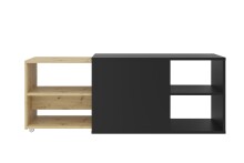 Lowboard >SLIDE 2< in Schwarz perl-Artisan Eiche - 133,5x49,2x39,9cm (BxHxT)