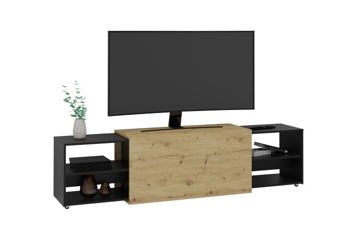 TV-Board >SLIDE 3< in Artisan Eiche-schwarz perl - 194,5x49,2x39,9cm (BxHxT)