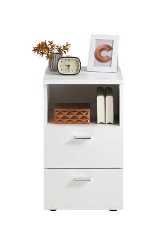 Nachtkonsole >COLIMA 1< in weiß - 35x61,5x39,9cm (BxHxT)