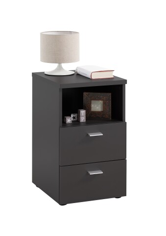 Nachttisch >COLIMA 1< in schwarz - 35x61,5x39,9cm (BxHxT)