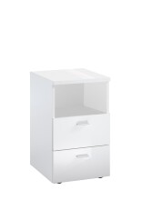 Nachttisch >COLIMA 1 UP< in hochlanz weiß - 35x61,5x39,9cm (BxHxT)