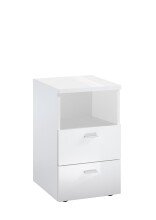 Nachttisch >COLIMA 1 UP< in hochlanz weiß - 35x61,5x39,9cm (BxHxT)