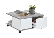 Couchtisch >TWIN 1< in Beton LA-weiß...