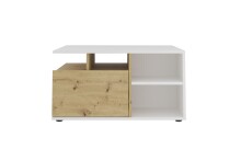 Couchtisch >TWIN 2< in Weiß perl-Artisan Eiche - 82x69,1x10,3cm (BxHxT)