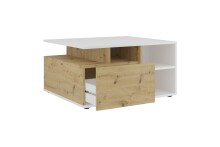 Couchtisch >TWIN 2< in Weiß perl-Artisan Eiche - 82x69,1x10,3cm (BxHxT)