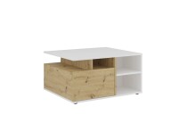 Couchtisch >TWIN 2< in Weiß perl-Artisan Eiche - 82x69,1x10,3cm (BxHxT)