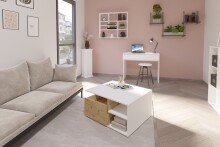 Couchtisch >TWIN 2< in Weiß perl-Artisan Eiche - 82x69,1x10,3cm (BxHxT)