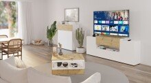 Couchtisch >MONZA 2< in Artisan Eiche Dekor-weiß - 91,8x45x71,5cm (BxHxT)