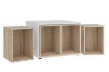 Couchtisch >JOKER 1< in weiß-Eiche Dekor - 71,5x50x67,5cm (BxHxT)