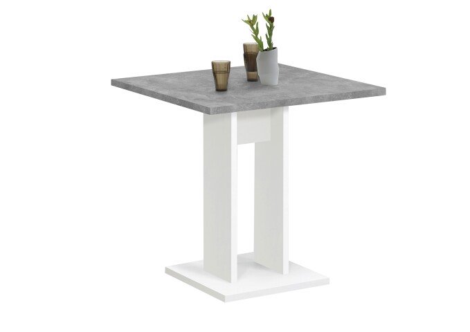 Säulen-Esstisch >BANDOL 1< in weiß-Beton LA - 70x77,5x70cm (BxHxT)
