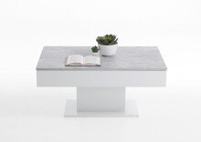 Couchtisch >AVOLA 2< in Beton LA-weiß Edelglanz - 100x46,1x65cm (BxHxT)