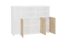 Kommode >SOEST 2< in weiß-Eiche Dekor - 124,1x113,2x15cm (BxHxT)