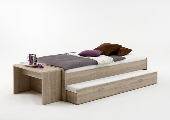 Bett >PEDRO 4< in Eiche Dekor - 94,6x50,5x203cm (BxHxT)