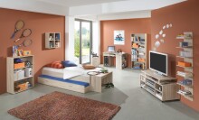 Bett >PEDRO 4< in Eiche Dekor - 94,6x50,5x203cm (BxHxT)