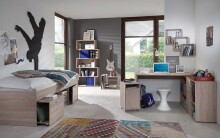 Bett >CARLO 1< in Eiche Dekor - 203,5x58,5x95,5cm (BxHxT)
