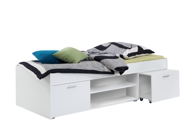 Bett >CARLO 1< in weiß - 203,5x58,5x95,5cm (BxHxT)
