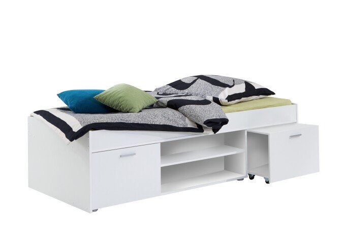 Bett >CARLO 1< in weiß - 203,5x58,5x95,5cm (BxHxT)