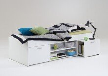 Bett >CARLO 1< in weiß - 203,5x58,5x95,5cm (BxHxT)