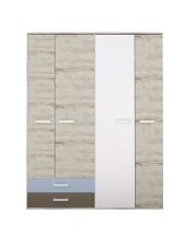 Kleiderschrank >NONA 9< in Sandeiche Dekor-weiß-Lava-Denim