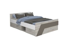 Bett >NONA 11< in Sandeiche Dekor-weiß-Lava - 204,5x69,5x144,6cm (BxHxT)
