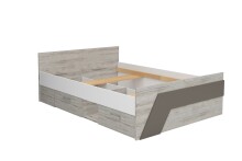 Bett >NONA 11< in Sandeiche Dekor-weiß-Lava - 204,5x69,5x144,6cm (BxHxT)