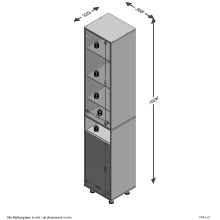 Hochschrank >ZAMORA 1< in weiß - 37x192,5x33cm (BxHxT)