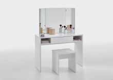 Schminktisch >SCHMINKI 1< in weiß Edelglanz - 100x135,7x41,4cm (BxHxT)