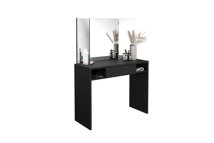 Schminktisch >SCHMINKI 1< in schwarz - 100x135,7x41,4cm (BxHxT)