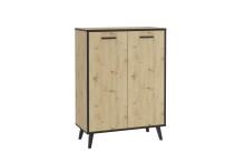 Kommode >PLAU 1< in Artisan Eiche Dekor - 68,5x93,5x33cm (BxHxT)
