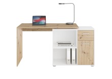 Schreibtisch >ALBRECHT 1< in Artisan Eiche Dekor-weiß - 83x74x117cm (BxHxT)