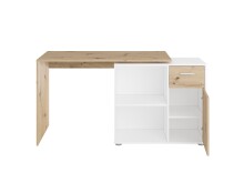Schreibtisch >ALBRECHT 1< in Artisan Eiche Dekor-weiß - 83x74x117cm (BxHxT)