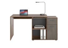 Schreibtisch >ALBRECHT 1< in Old Style dunkel-Stahl dunkel - 83x74x117cm (BxHxT)