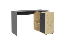 Schreibtisch >ALBRECHT 1< in Schwarz perl-Artisan Eiche - 83x74x117cm (BxHxT)