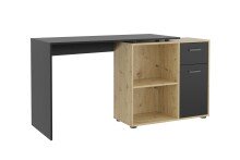 Schreibtisch >ALBRECHT 1< in Schwarz perl-Artisan Eiche - 83x74x117cm (BxHxT)