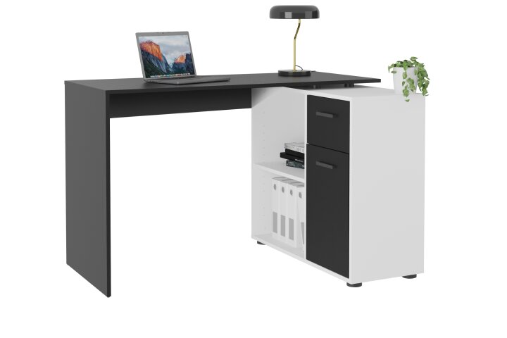 Schreibtisch >ALBRECHT 1< in schwarz - weiß Perl - 83x74x117cm (BxHxT)