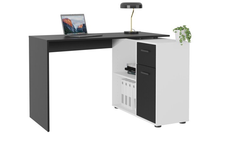 Schreibtisch >ALBRECHT 1< in schwarz - weiß Perl - 83x74x117cm (BxHxT)