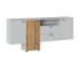 Lowboard >ALVERNO< 3 Türen, 2 Schübe, Asche / Coast Evoke Eiche Dekor - 205x91x40 (BxHxT)