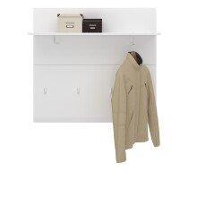 Garderobenpaneel >MERANO < in Alpinweiß/Weiß HG  - 96x90x25 (BxHxT)