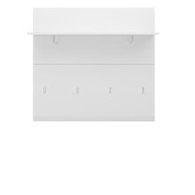 Garderobenpaneel >MERANO < in Alpinweiß/Weiß HG  - 96x90x25 (BxHxT)